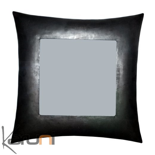 Square mirror curved recycled metal Madagascar 20 cm x 20 cm
