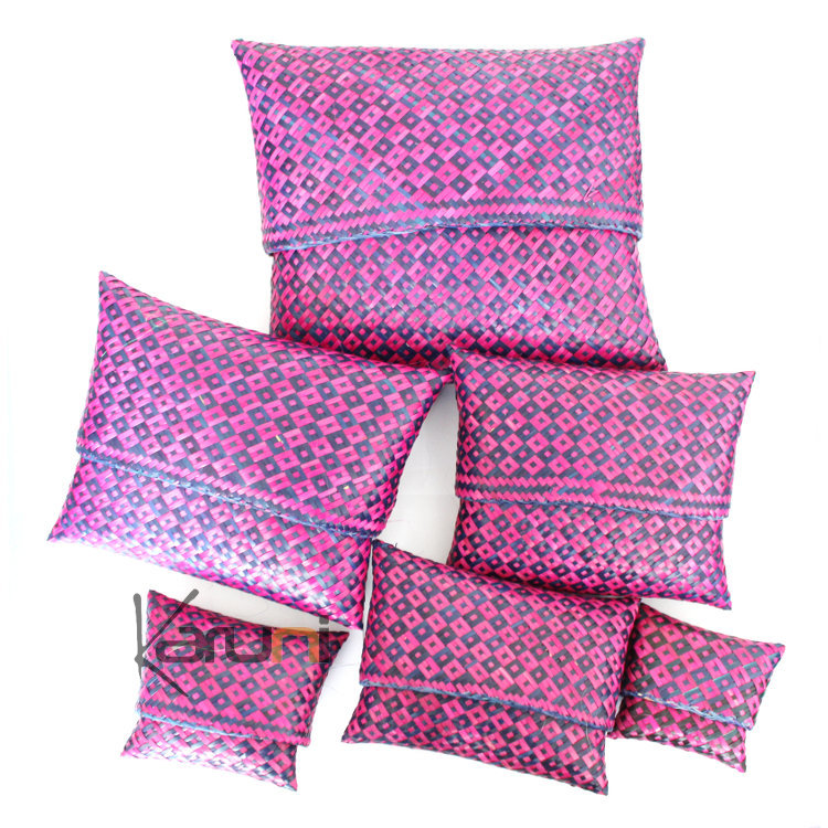 Raffia patterned pouch Lot of 6 Rose  Purple