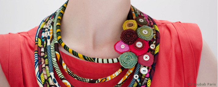 Necklace in fashion fabric - ethnic jewelry
