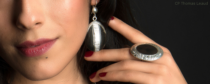 Fashion Tuareg sterling silver and ebony earrings