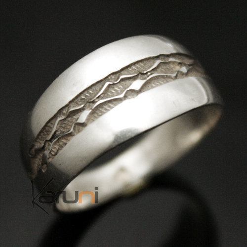 Ethnic Tuareg Engagement Ring Silver Hand-Engraved Unisex 24