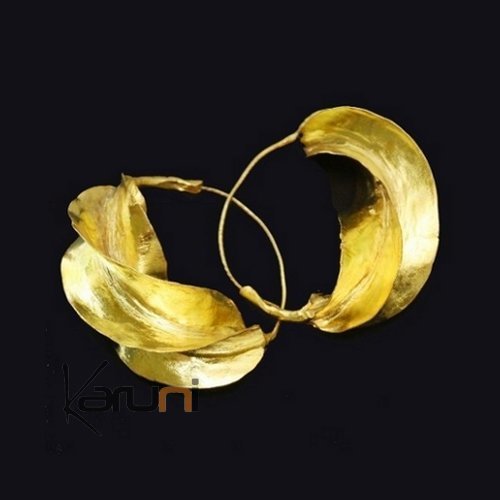 Fulani Fancy Earrings Golden Bronze Leaf 4 cm