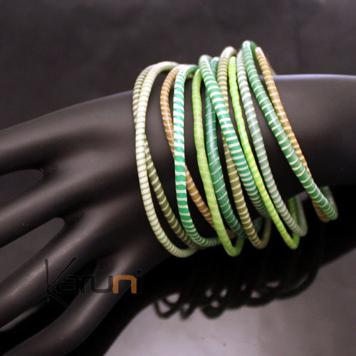 Flip Flop Ethnic African jewelry Plastic Bracelets Jokko Recycled Fair Trade Men Women Children 06 Green (x12) b