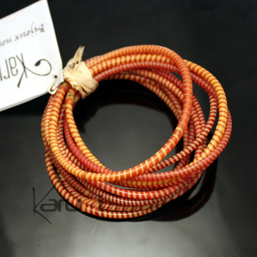 Flip Flop Ethnic African jewelry Plastic Bracelets Jokko Recycled Fair Trade Men Women Children 30 Dark Orange (x12)