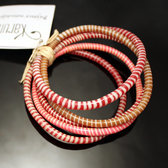 Flip Flop Ethnic African jewelry Plastic Bracelets Jokko Recycled Large Fair Trade Men Women 02 Red/Pink (x5)