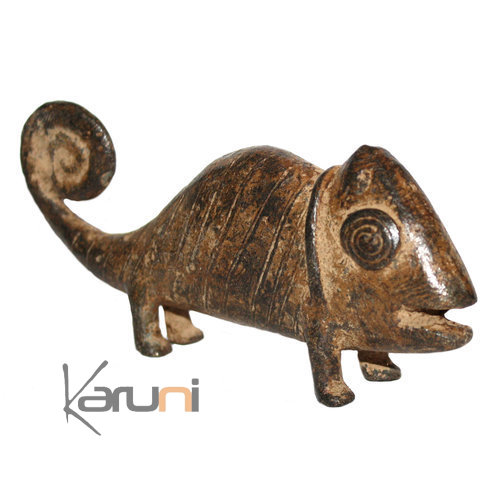 Art Dogon Bronze Animal Chameleon African Ethnic African Sculpture 01