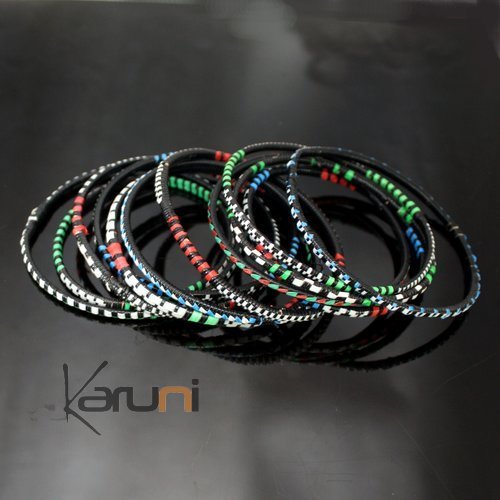 Ethnic African Jewelry Plastic Bracelets Men / Women / Child Lot 6 or 12 Green/Red/Blue From Mali b