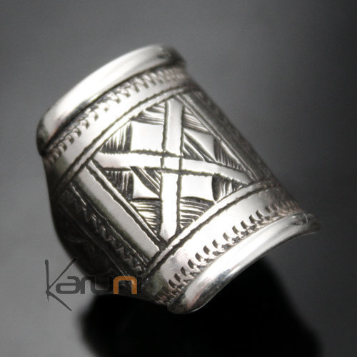 Ethnic Signet Ring Sterling Silver Jewelry Engraved Men/Women Tuareg Tribe Design 05