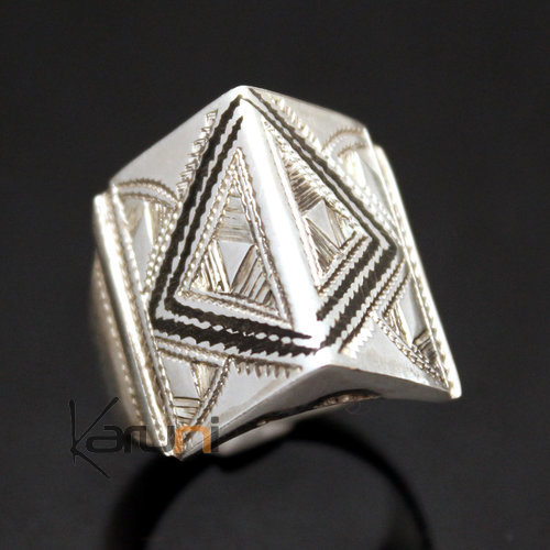 Ethnic Signet Ring Sterling Silver Jewelry Voluminous Ebony Book Men/Women Tuareg Tribe Design 01
