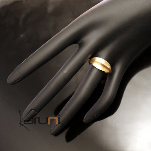 Ethnic African Jewelry Ring Adjustable Golden Bronze Fulani Tribe Leaf Design KARUNI h