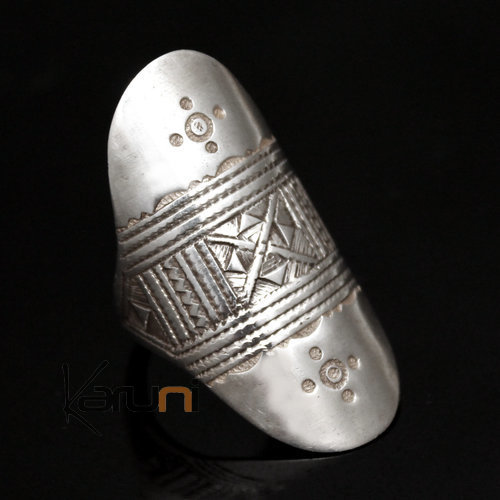 Ethnic Marquise Ring Sterling Silver Jewelry Engraved Tuareg Tribe Design 13