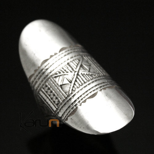 Ethnic Marquise Ring Sterling Silver Jewelry Engraved Tuareg Tribe Design 20