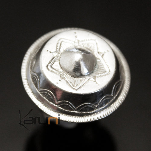 Ethnic Dome Ring Jewelry Star Sterling Silver Tuareg Tribe Design KARUNI