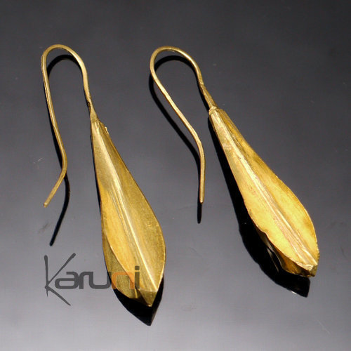 Fulani Earrings Golden Bronze Long Drops African Ethnic Jewelry Mali 02