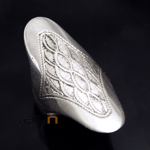 Ethnic Marquise Ring Sterling Silver Jewelry Engraved Tuareg Tribe Design 12