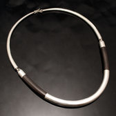 Ethnic Choker Necklace Jewelry Sterling Silver Ebony Smooth Round Torque Tuareg Tribe Design 01