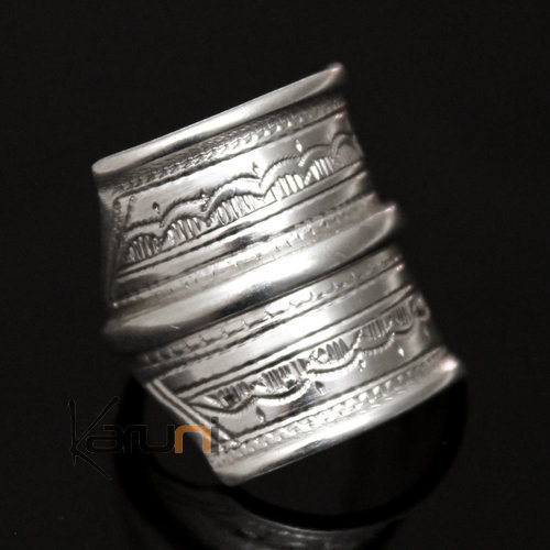 Ethnic Signet Ring Sterling Silver Jewelry 3 Engraved Lines Men/Women Tuareg Tribe Design 45