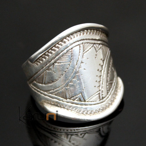 Ethnic Wide Band Ring Sterling Silver Jewelry Engraved Men/Women Tuareg Tribe Design 19