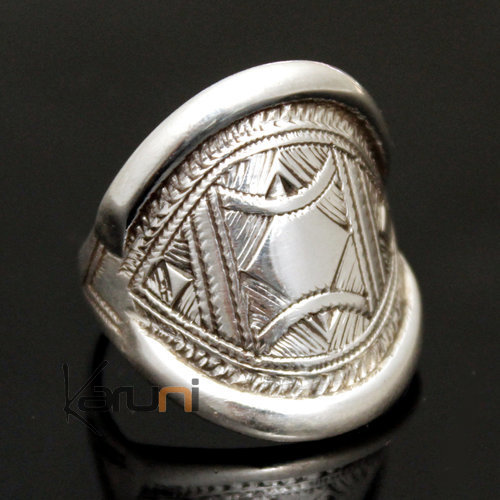 Ethnic Wide Band Ring Sterling Silver Jewelry Engraved Men/Women Tuareg Tribe Design 20