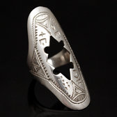 Tuareg ring in engraved silver