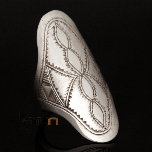 Ethnic Marquise Ring Sterling Silver Jewelry Engraved Tuareg Tribe Design 33