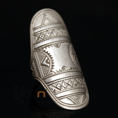 Ethnic Marquise Ring Sterling Silver Jewelry Engraved Tuareg Tribe Design 24 4 cm