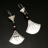 Ethnic Earrings Sterling Silver Jewelry Lotus Red Shat-Shat Tuareg Tribe Design 43 5,5 cm