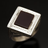 Ethnic Signet Ring Sterling Silver Jewelry Red Agate Cube Men/Women Tuareg Tribe Design 36 d