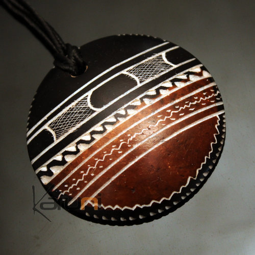 Ethnic Tuareg Jewelry Necklace Pendant Soap Stone Engraved 58 Niger Large Circle