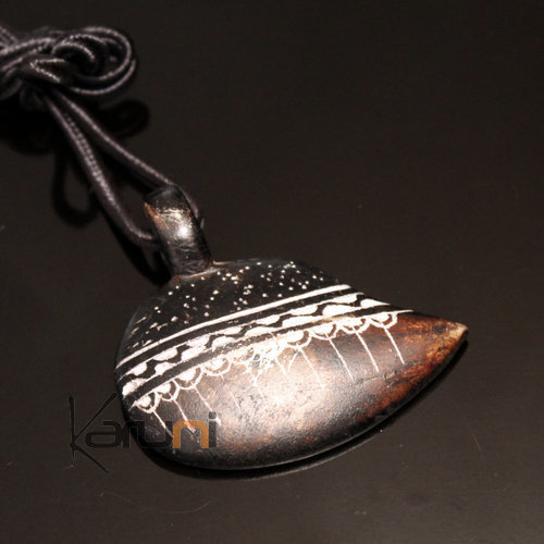 Ethnic Tuareg Jewelry Necklace Pendant Soap Stone Engraved 28 Niger Leaf