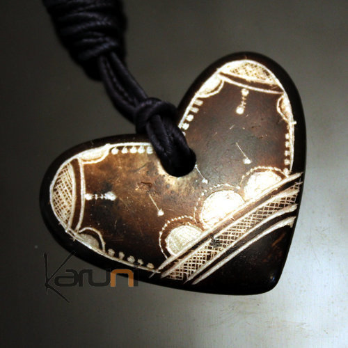 Ethnic Tuareg Jewelry Necklace Pendant Soap Stone Engraved 21 Niger Heart