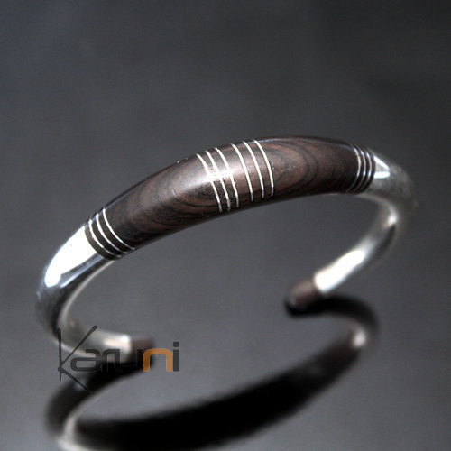 Ethnic African Jewelry Bracelet Sterling Silver Ebony Round Tuareg Tribe Design KARUNI