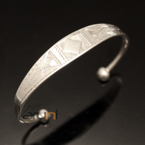 Ethnic Bracelet Sterling Silver Jewelry Engraved Large Kid/Baby Tuareg Tribe Design 07