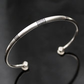 Ethnic Bracelet Sterling Silver Jewelry Ebony Round Angle Kid/Baby Tuareg Tribe Design 02