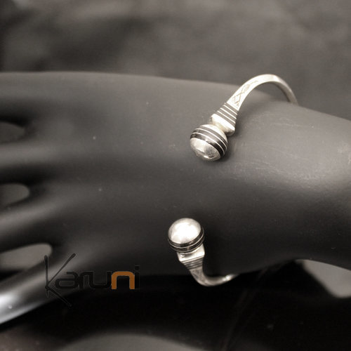 Ethnic Bracelet Sterling Silver Jewelry Angle Ebony Ends Men/Women Tuareg Tribe Design 03