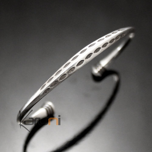 Ethnic Bracelet Sterling Silver Jewelry Angle Ebony Ends Men/Women Tuareg Tribe Design 05