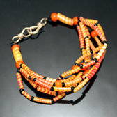 Flip Flop Ethnic African jewelry Plastic Bracelets Jokko Beads Recycled Fair Trade Men Women Children Orange