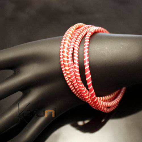 Ethnic African jewelry Plastic Bracelets Jokko Recycled Fair Trade Men Women Children Light Orange (x12) b