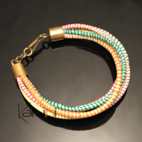 Ethnic African jewelry Plastic Bracelets Jokko Recycled Fair Trade Men Women Children Light Orange (x12)
