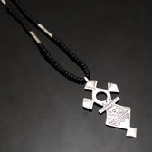 Ethnic Southern Cross Necklace Sterling Silver Jewelry Black Onyx Beads from Takadea Niger Tuareg Tribe Design 12