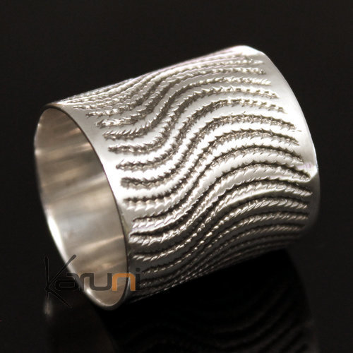 Ethnic Jewelry Ring Sterling Silver Waves Tuareg Tribe Design 
