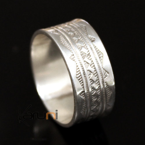 Ethnic Engagement Ring Wedding Jewelry Sterling Silver Semi-large Men/Women Tuareg Tribe Design 11