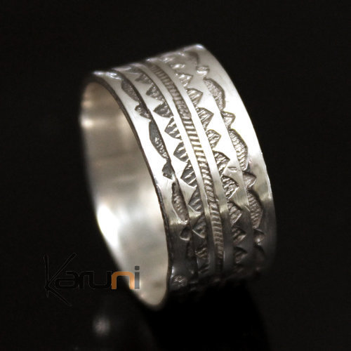 Ethnic Engagement Ring Wedding Jewelry Sterling Silver Semi-large Men/Women Tuareg Tribe Design 13
