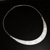 Ethnic Choker Necklace Sterling Silver Jewelry Engraved Large Articulated Torque Tuareg Tribe Design 01