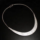 Sterling Silver Necklace Torque Large Engraved Articulated 02