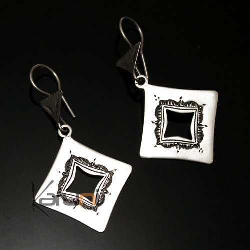 Ethnic Earrings Sterling Silver Jewelry Hollowed Diamond Tuareg Tribe Design 25