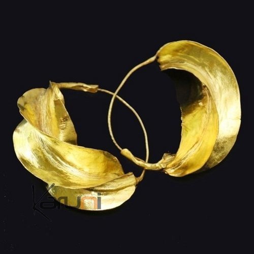 Fulani Earrings Hoops African Ethnic Jewelry Gold Version/Golden Bronze Mali Jumbo 12 cm/4.7 inches