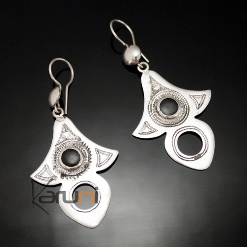 Ethnic Earrings Sterling Silver Jewelry Big Lily Tuareg Tribe Design 98