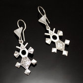 Ethnic Southern Cross Earrings Sterling Silver Jewelry from Tahouha Niger Tuareg Tribe Design 156 4,5 cm
