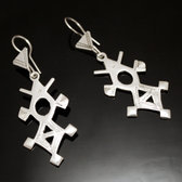 Ethnic Southern Cross Earrings Sterling Silver Openwork Jewelry from Tahouha Niger Tuareg Tribe Design 157 